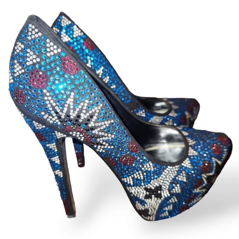 Viga Fiore Rhinestone Platform Stiletto Heels Size 8